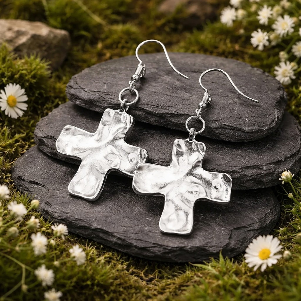 Silver Cross Earrings