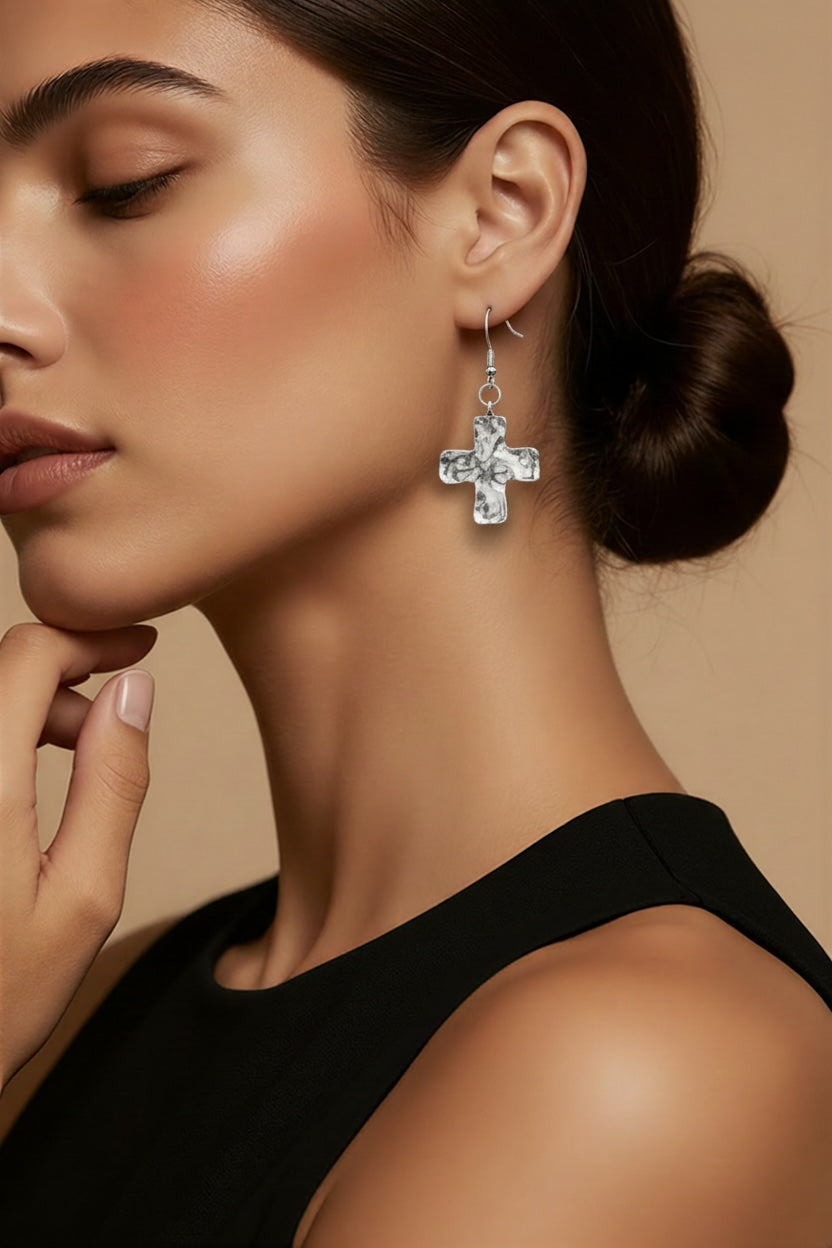 Silver Cross Earrings